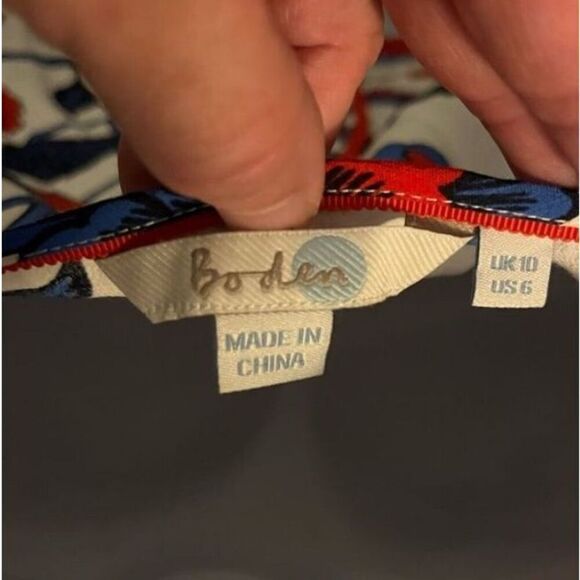 Boden Floral 3/4 Sleeve Blouse Women's Size 6 Fourth of July 4th of July Celebra - Picture 2 of 8